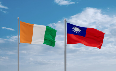 Taiwan and Ivory Coast flags, country relationship concept