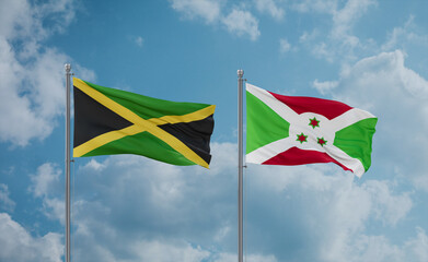 Burundi and Jamaica flags, country relationship concept
