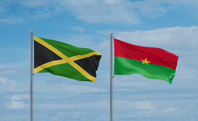Burkina Faso and Jamaica flags, country relationship concept