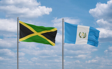 Guatemala and Jamaica flags, country relationship concept