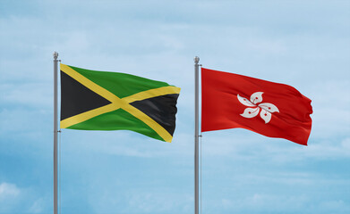 Hong Kong and Jamaica flags, country relationship concept