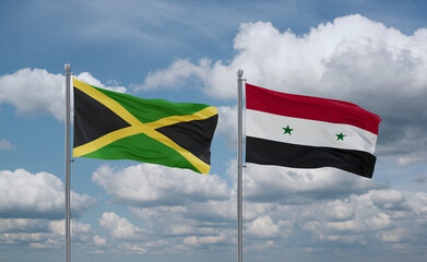 Syrian and Jamaica flags, country relationship concept