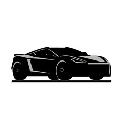 Black silhouette of a sports car on white background.
