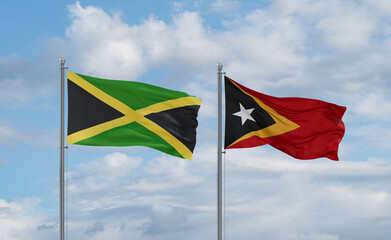 East Timor and Jamaica flags, country relationship concept