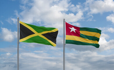 Togo and Jamaica flags, country relationship concept