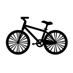 Black silhouette of a bicycle on white background.