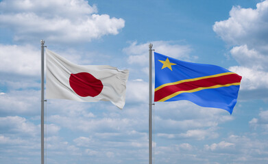 Congo and Japan flags, country relationship concept