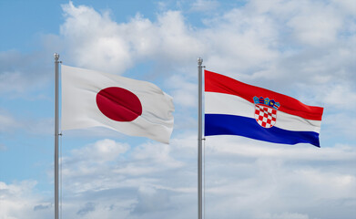 Croatia and Japan flags, country relationship concept