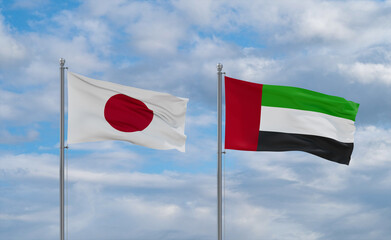 UAE and Japan flags, country relationship concept