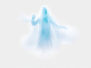 Halloween ghost on transparent background. Spirit figure. PNG element. Generative Ai.