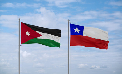 Chile and Jordan flags, country relationship concept