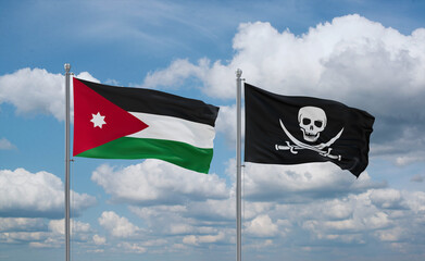 Pirate and Jordan flags, country relationship concept