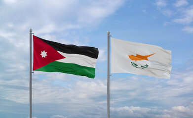 Cyprus and Jordan flags, country relationship concept