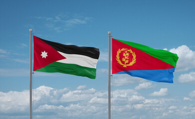 Eritrea and Jordan flags, country relationship concept