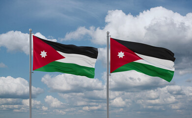 Two Jordan flags, country relationship concept