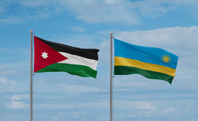 Rwanda and Jordan flags, country relationship concept