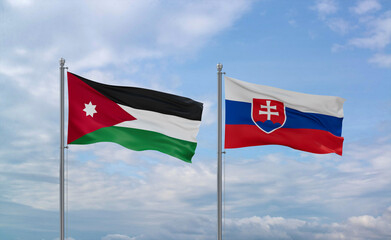 Slovakia and Jordan flags, country relationship concept