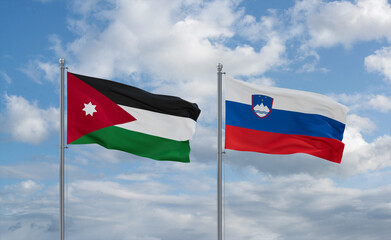 Slovenia and Jordan flags, country relationship concept