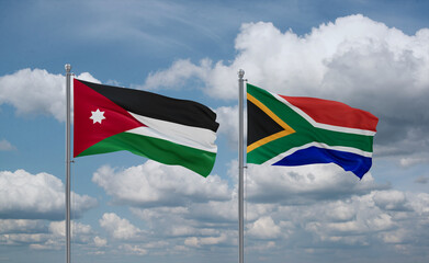 South Africa and Jordan flags, country relationship concept