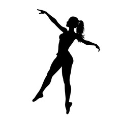 Fototapeta na wymiar Black silhouette of naked woman, ballerina on white background.