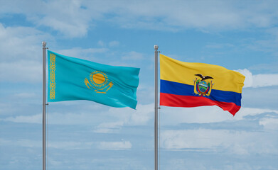 Ecuador and Kazakhstan flags, country relationship concept