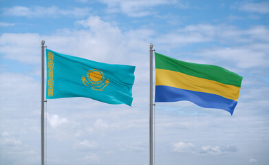 Gabon and Kazakhstan flags, country relationship concept