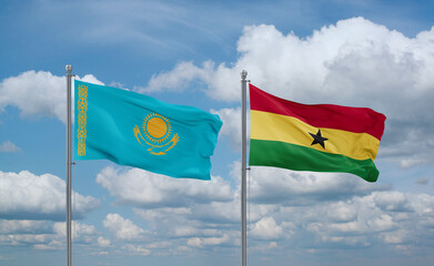 Ghana and Kazakhstan flags, country relationship concept