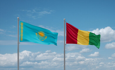 Guinea and Kazakhstan flags, country relationship concept