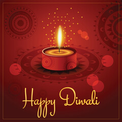 Gradient red background diwali celebration lamp