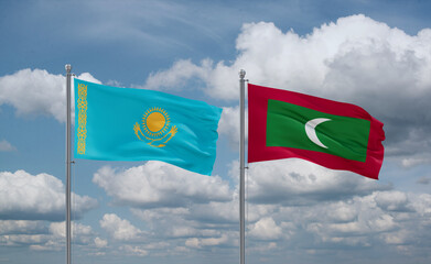 Maldives and Kazakhstan flags, country relationship concept
