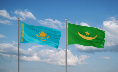 Mauritania and Kazakhstan flags, country relationship concept