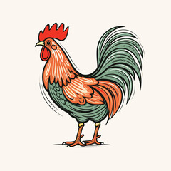 A colored Rooster. Vector illustration of the cock. A bright colorful rooster as icon logo template