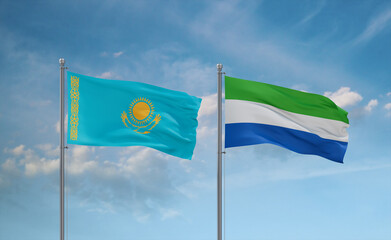 Sierra Leone and Kazakhstan flags, country relationship concept