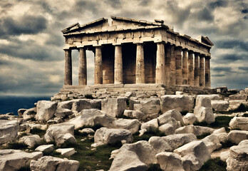 Naklejka premium Perpetual beauty of an ancient Greece, untouched by time.