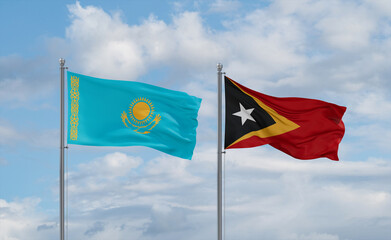 East Timor and Kazakhstan flags, country relationship concept