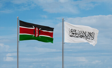 Kenya and Afghanistan national flags, country relationship concept