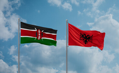 Kenya and Albania national flags, country relationship concept