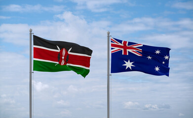 Australia and Kenya flags, country relationship concept