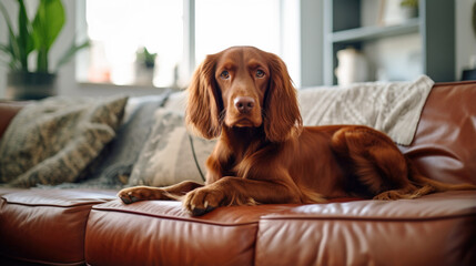 A loyal companion rests in a harmonious, pet-friendly living space.