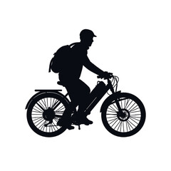 Obraz na płótnie Canvas Black silhouette of a man on a bike, cyclist on white background.