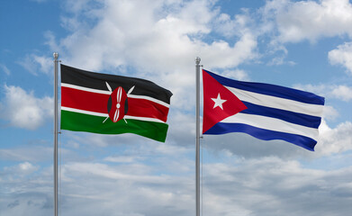 Cuba and Kenya flags, country relationship concept