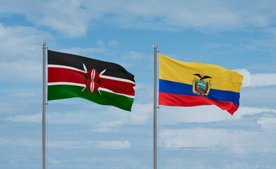 Ecuador and Kenya flags, country relationship concept