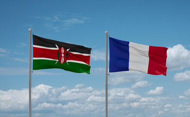 Kenya and France flags, country relationship concept