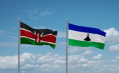 Lesotho and Kenya flags, country relationship concept