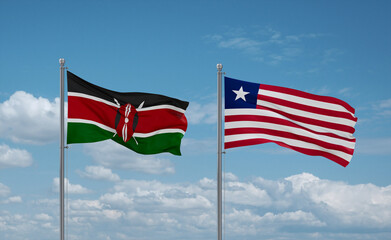 Liberia and Kenya flags, country relationship concept