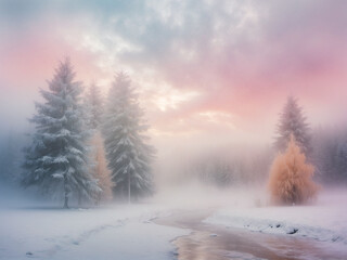Obraz na płótnie Canvas Foggy winter landscape
