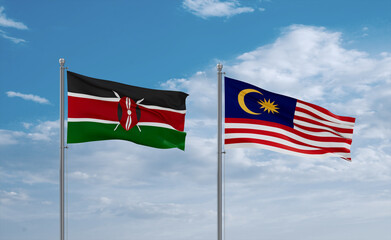 Malaysia and Kenya flags, country relationship concept
