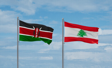 Lebanon and Kenya flags, country relationship concept