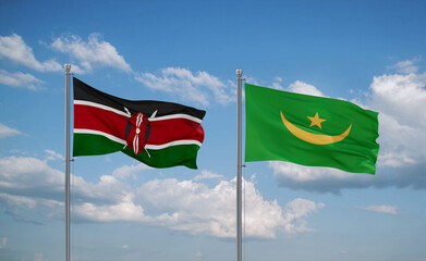Mauritania and Kenya flags, country relationship concept