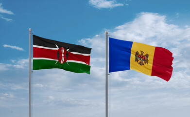 Moldova and Kenya flags, country relationship concept